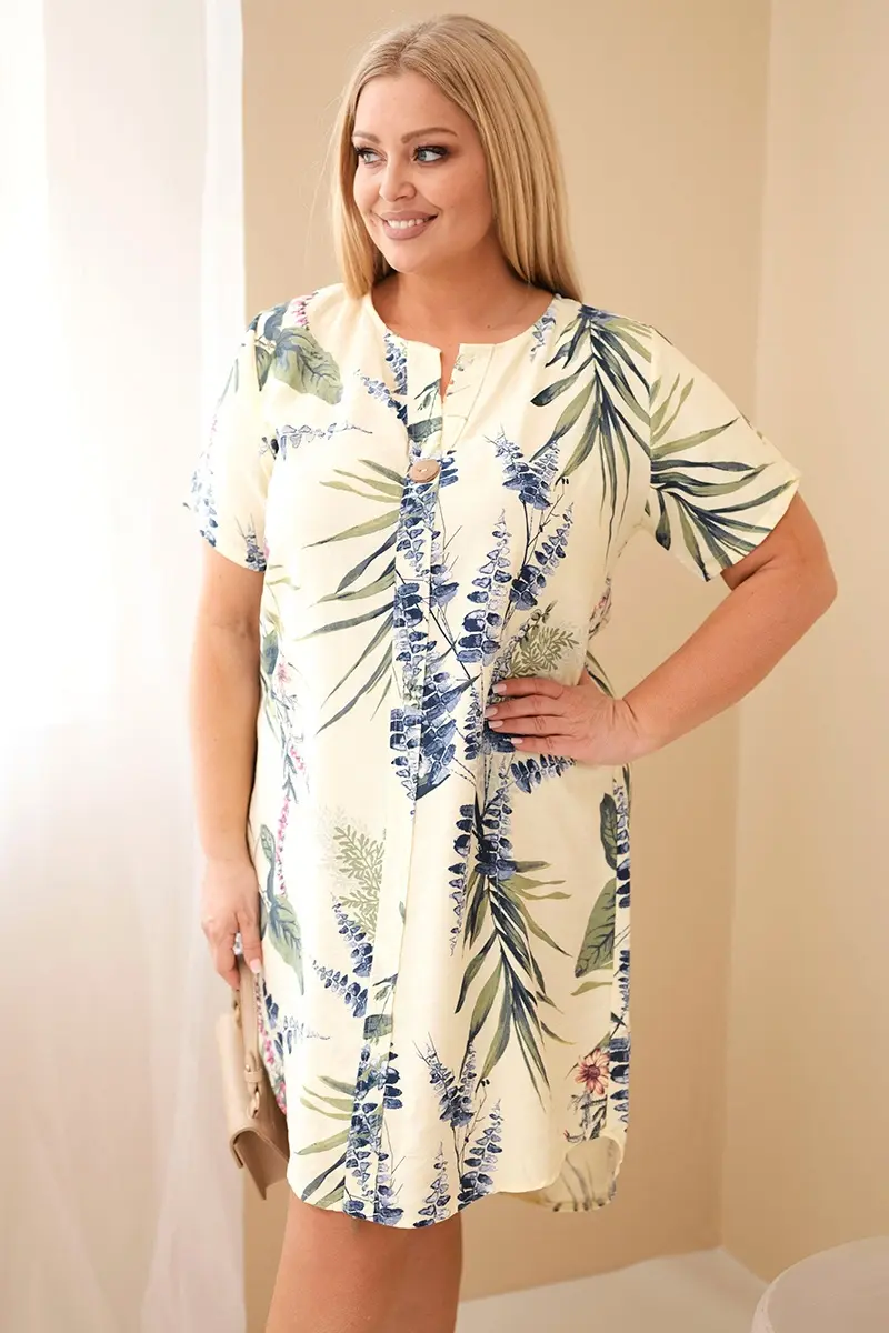 Kesi Włoski žlté plus-size šaty s krátkym rukávom