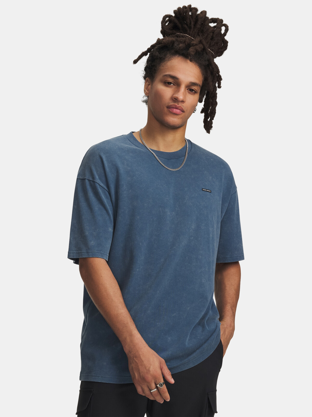 Pánske tričko Under Armour UA M HW OS LOGO WASH SS-BLU