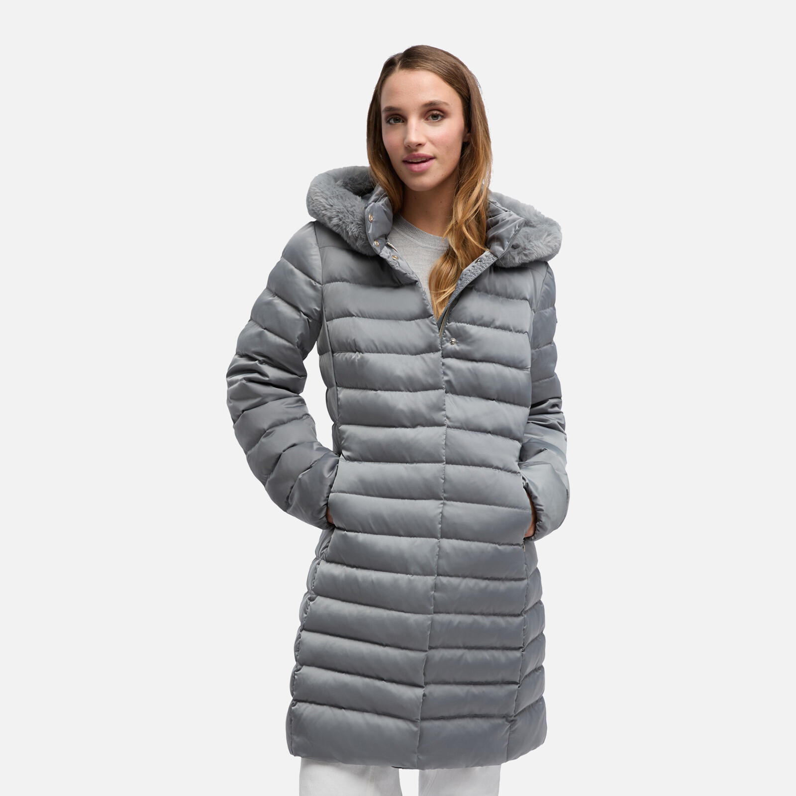 Grey Women's Down Jacket Geox Bettanie - Women's