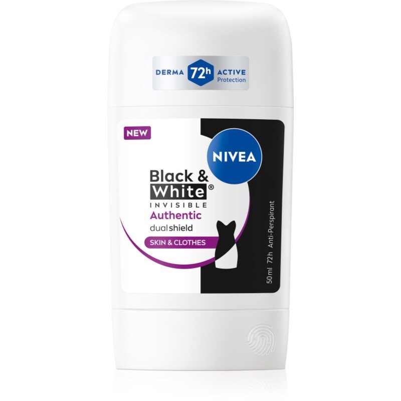 NIVEA Black & White Authentic tuhý antiperspitant 72h 50 ml