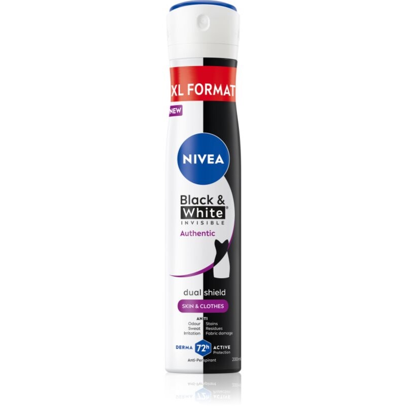 NIVEA Black & White Authentic antiperspirant v spreji 72h 200 ml