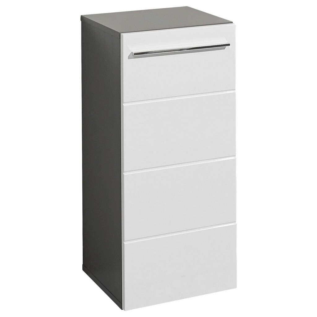 Xora SPODNÁ SKRINKA, biela s vysokým leskom, antracitová, 34/72/31 cm