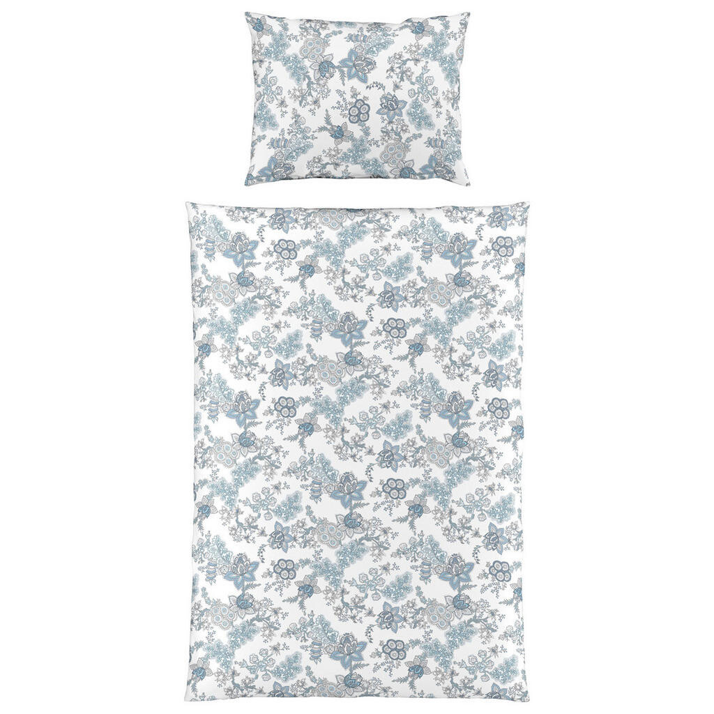 Fleuresse POSTEĽNÁ BIELIZEŇ, makosatén, biela, pastelová modrá, sivomodrá, 140/200 cm