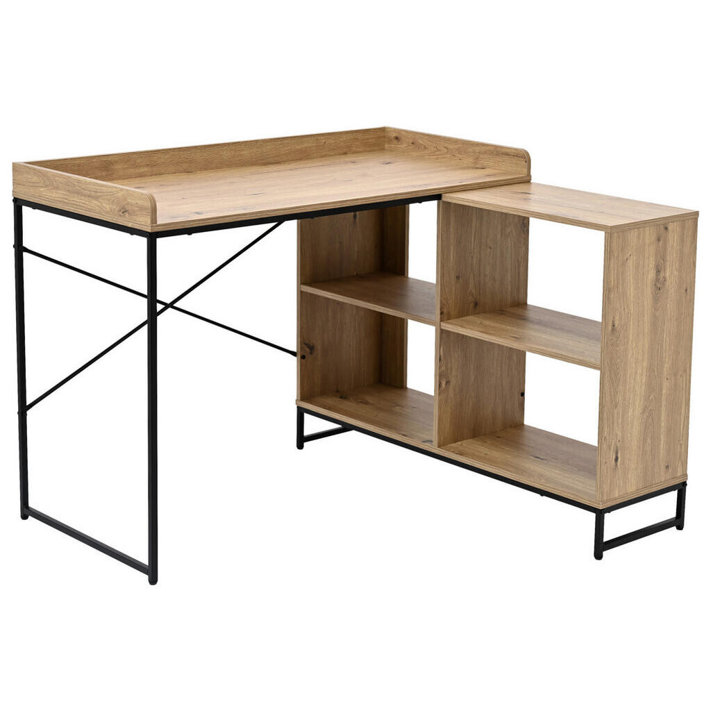 Carryhome ROHOVÝ PÍSACÍ STÔL, čierna, dub artisan, 110/98/75-81 cm