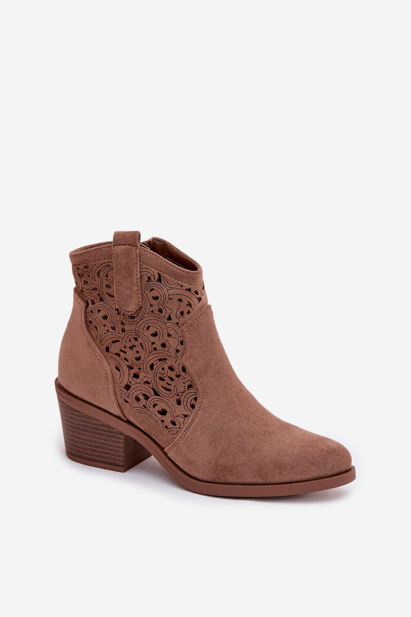 Odkryté Kožené Kovářské Dámské Boty na Podpatku S.Barski HY61-8012 Hnědé 37