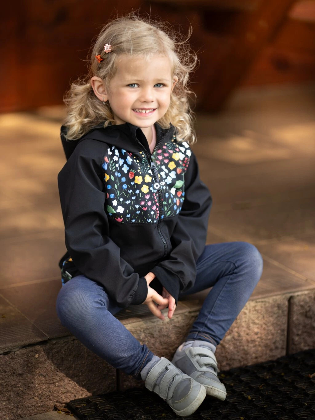 Detská softshellová bunda bez zateplenia Basic, Čierna, Záhrada - vel. 98/104