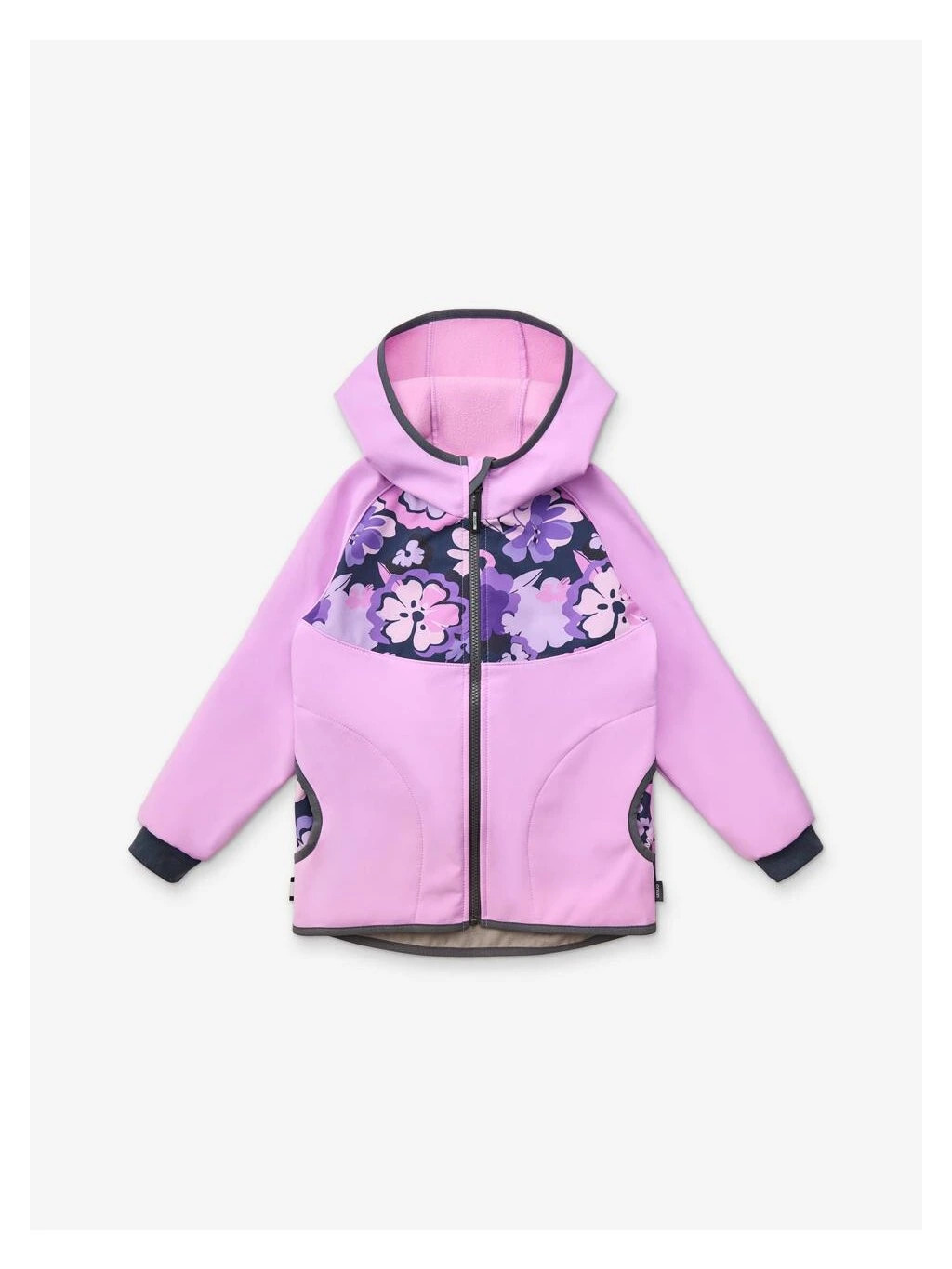 Detská softshellová bunda bez zateplenia Basic, Lila, Kvety - vel. 80/86