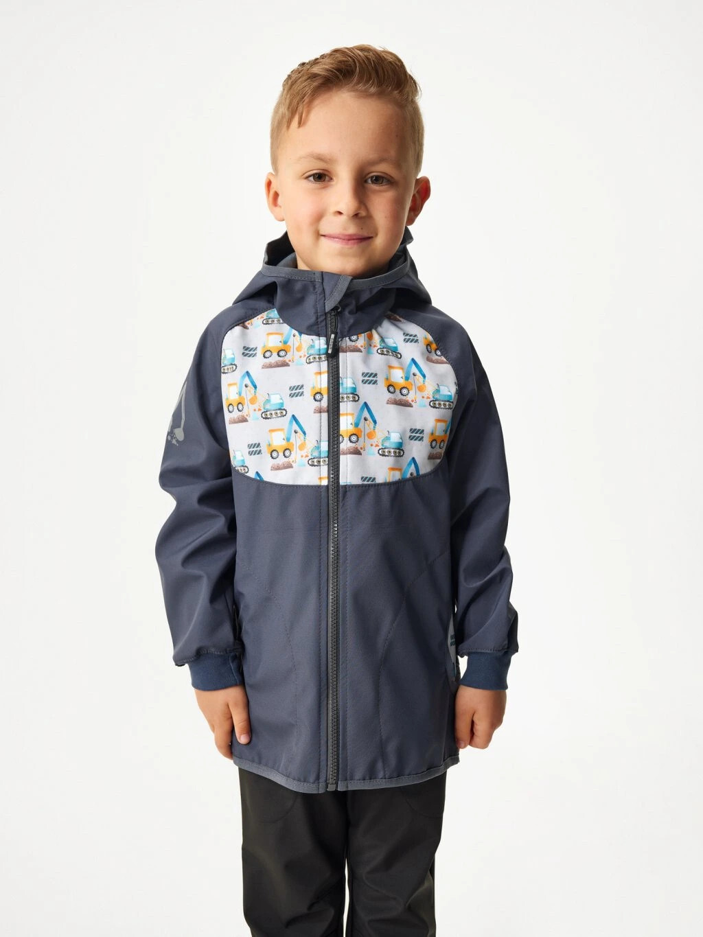 Detská softshellová bunda bez zateplenia Basic, Tmavosivá, Bagre - vel. 80/86