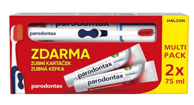 PARODONTAX Duopack Whitening + zubná kefka 2 x 75 ml