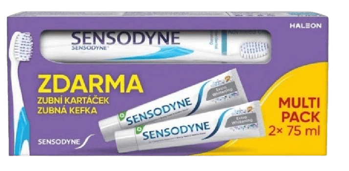 SENSODYNE Extra Whitening + zubná kefka 2 x 75 ml