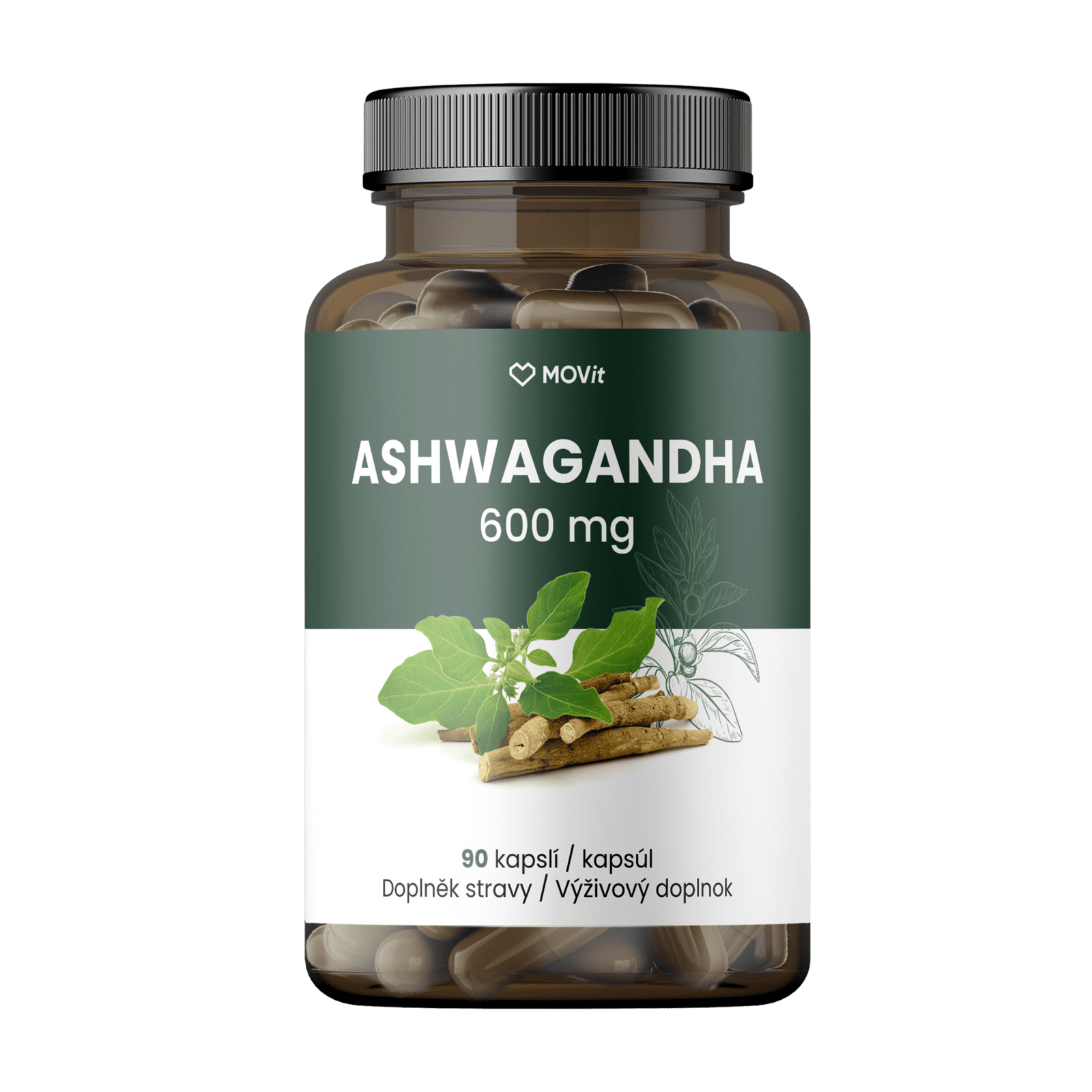 MOVIT ENERGY Ashwagandha 600 mg PREMIUM, 5% withanolidů 90 kapsúl