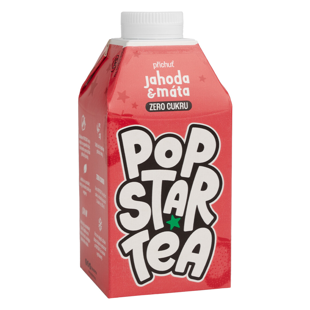 POPSTAR Tea Jahoda & Mäta Zero 0.5 l
