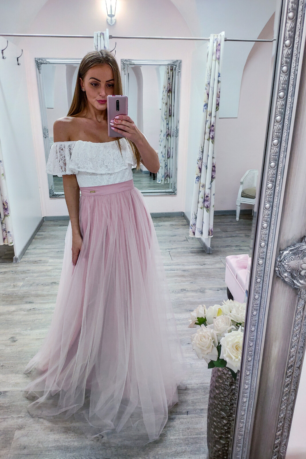 Parisse Ružová dlhá tylová sukňa Veľkosť: XL