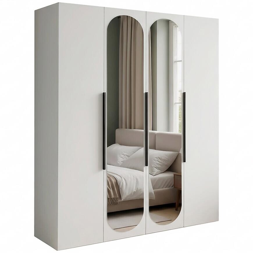 Skriňa Nicea 180 biela + zrkadlá