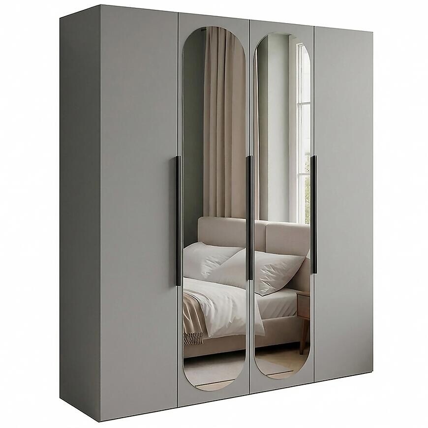 Skriňa Nicea 180 sivá + zrkadlá