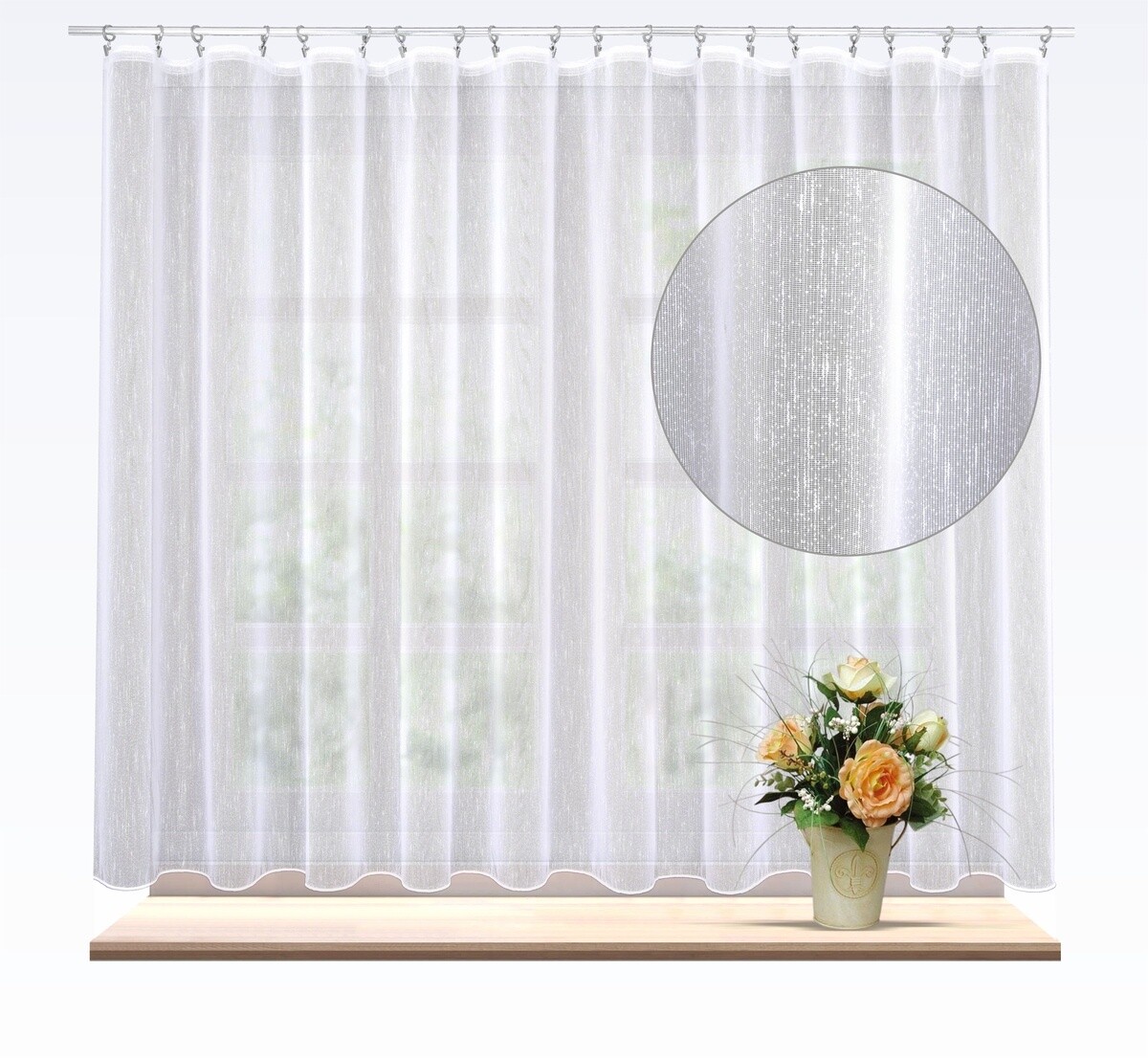 Záclona markizeta, Iris s olovkom metráž, biela 150 cm