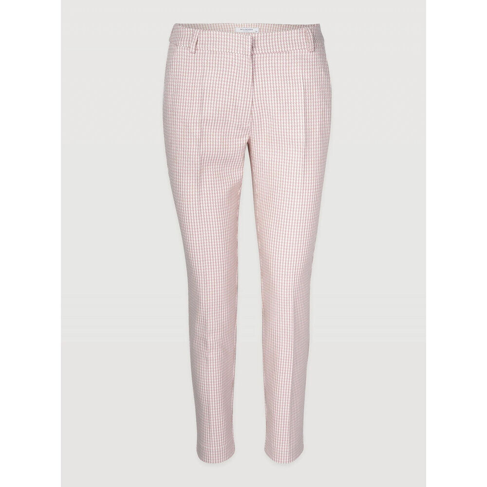 Dámske ružovo-béžové kockované nohavice úzkeho strihu 19737