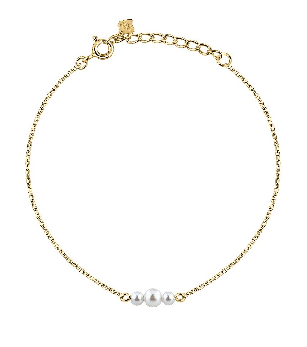 La Petite Story Pozlátený náramok s umelými perličkami Silver LPS05AWV87