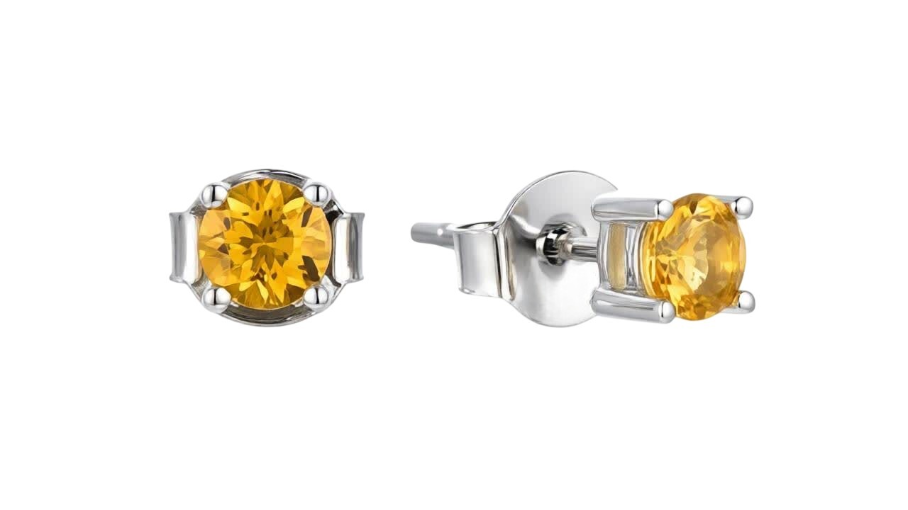 Brilio Silver Strieborné náušnice kôstky s citrínom SE10230C