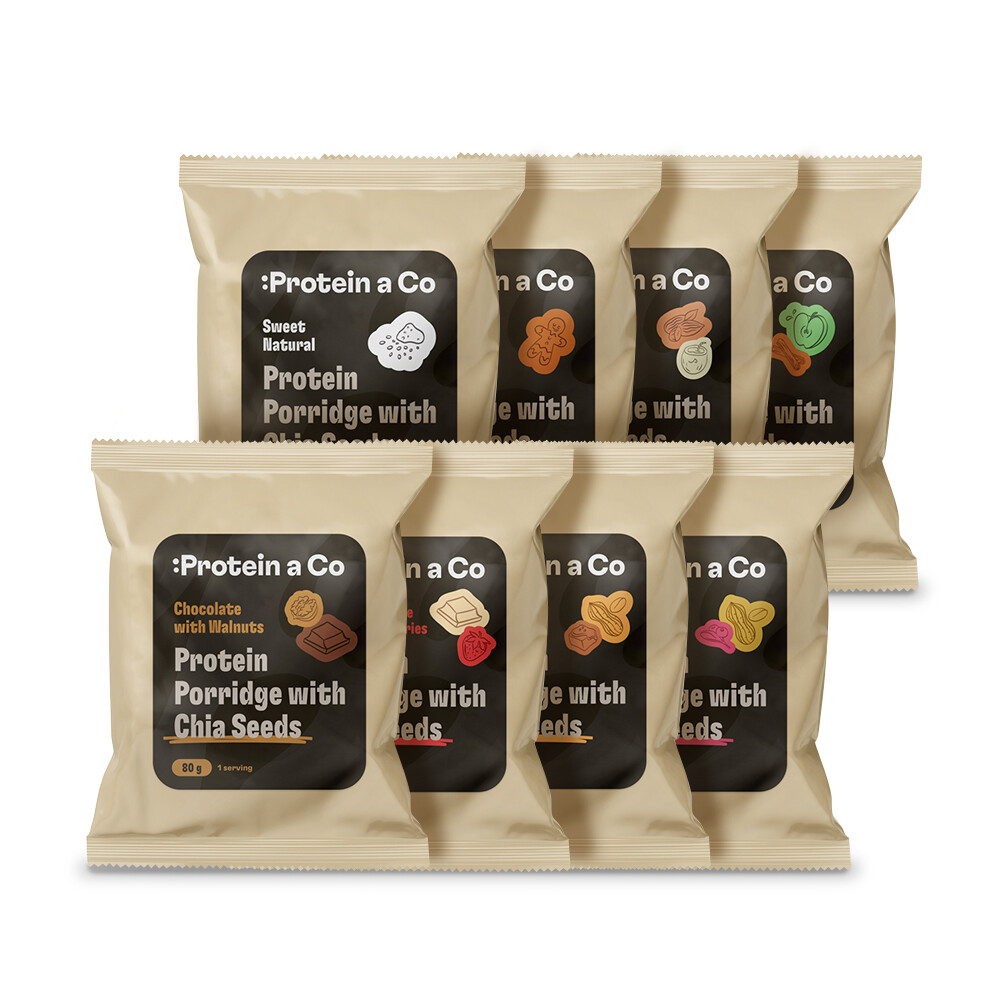 Protein a Co Ochutnávkový balíček - Proteínové kaše s chia 8 × 80 g