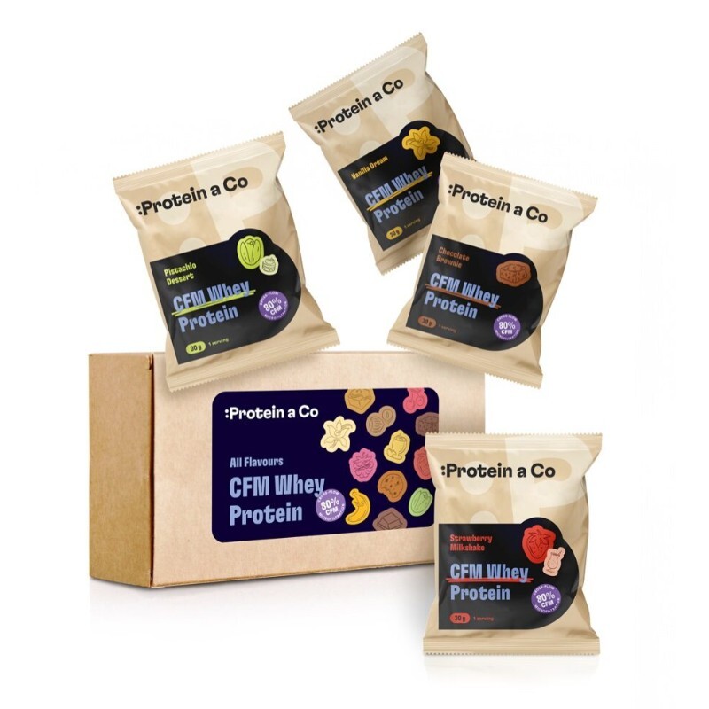 Protein a Co CFM Whey 80 Balenie proteínových vzoriek 13 kusov