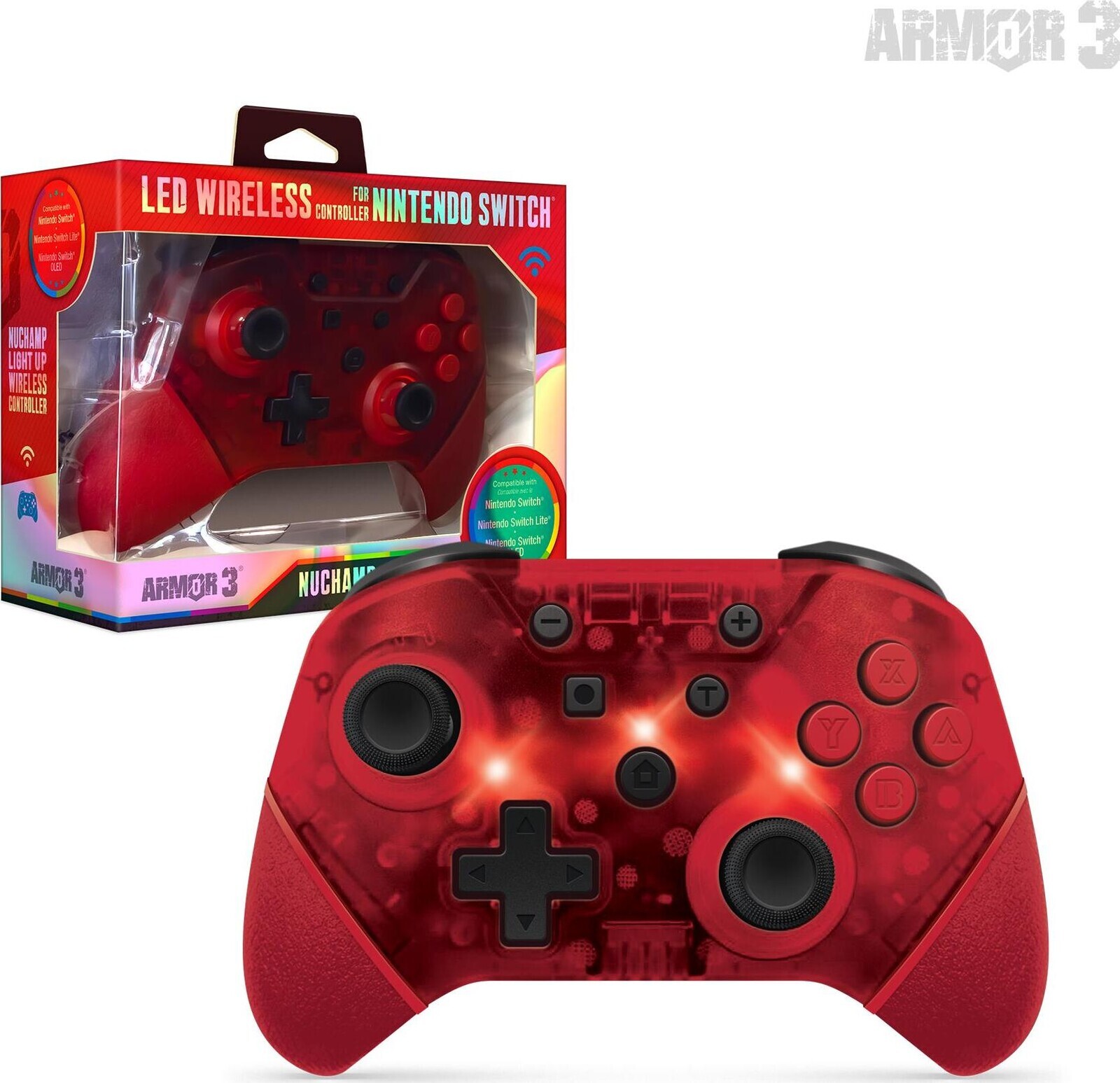 Armor3 NuChamp Wireless Controller pre Nintendo Switch (Red LED)