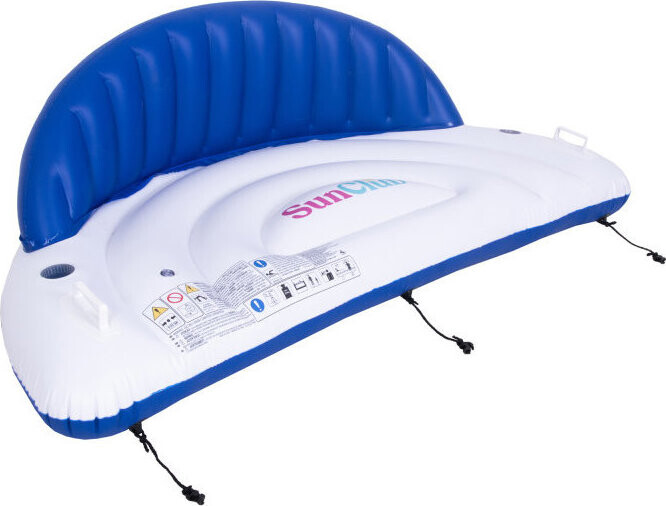 SunClub 33157 Nafukovací lehátko do bazénu s opěrkou 207 × 105 cm, modro-bílé