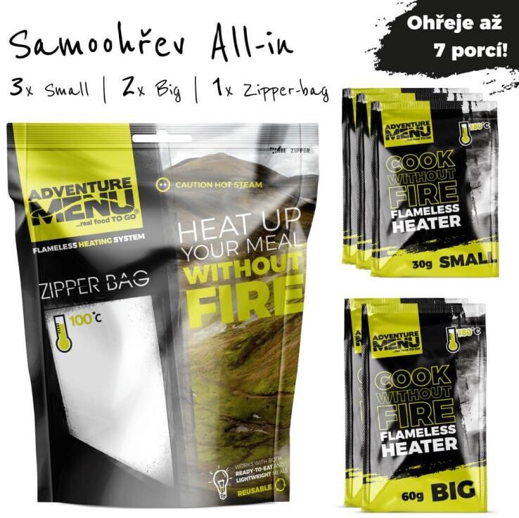 Adventure Menu - Samoohřev ALLinONE (3 ks 30 g + 2ks 60 g + zipper bag)