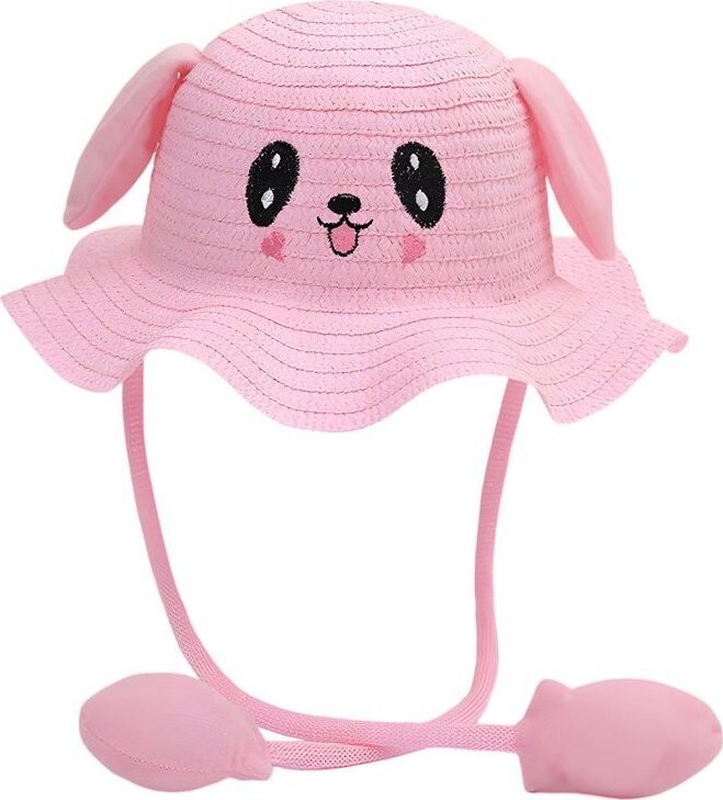 Excellent Letní klobouček s pohyblivýma ušima - Růžový nařasený