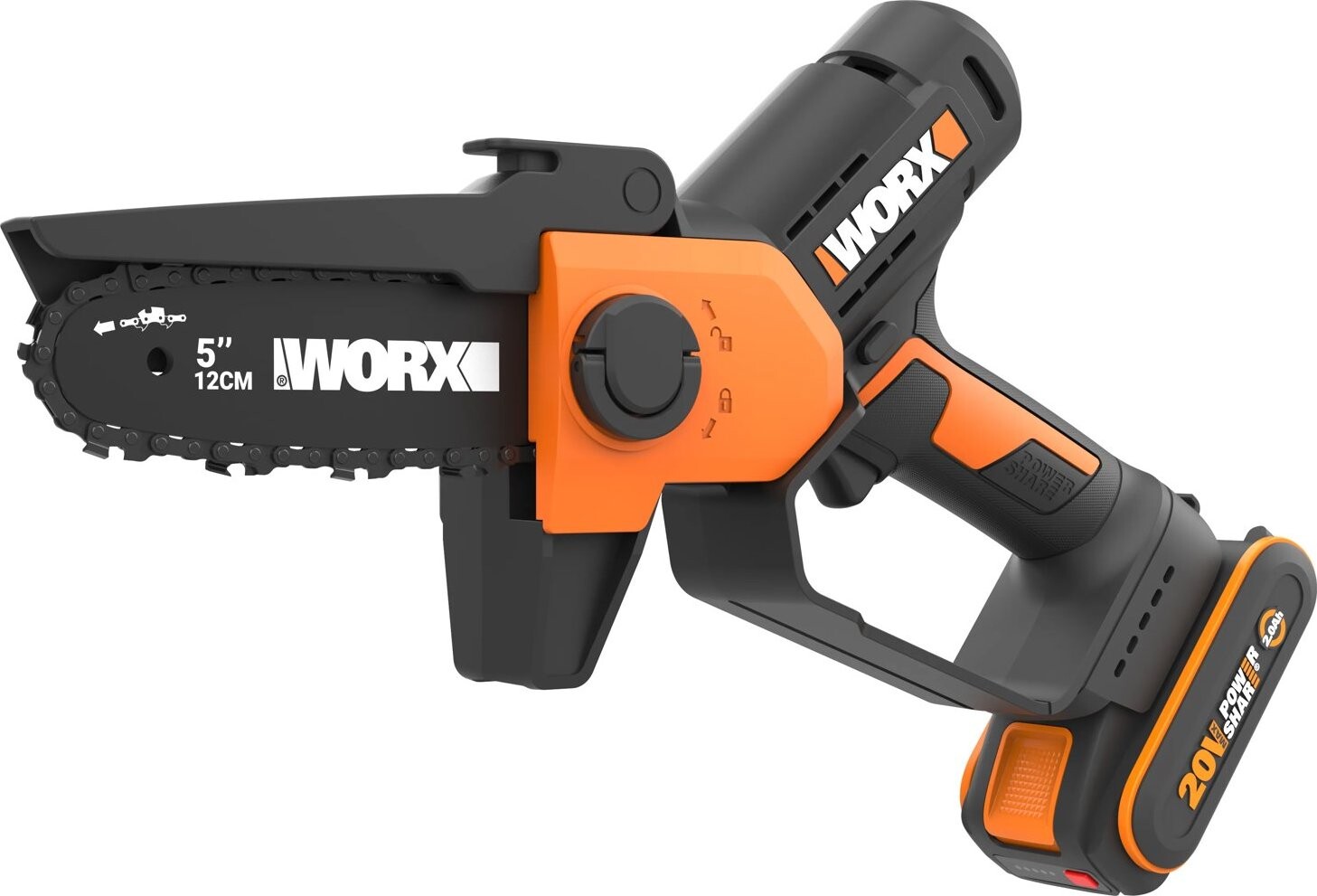 WORX Řetězová pila jednoruční AKU 20V WG326E (1 × 2,0 Ah AKU)