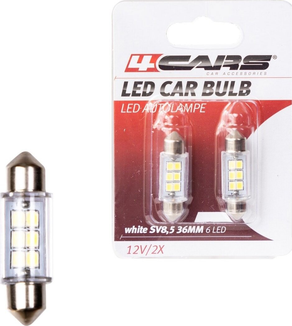 4Cars LED žárovky 6LED 12V SV8,5 36mm 2ks