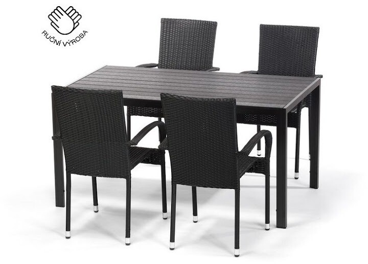 NOELA – Súprava záhradného nábytku, ratanový VIKING L II., 1 stôl + 4 stoličky