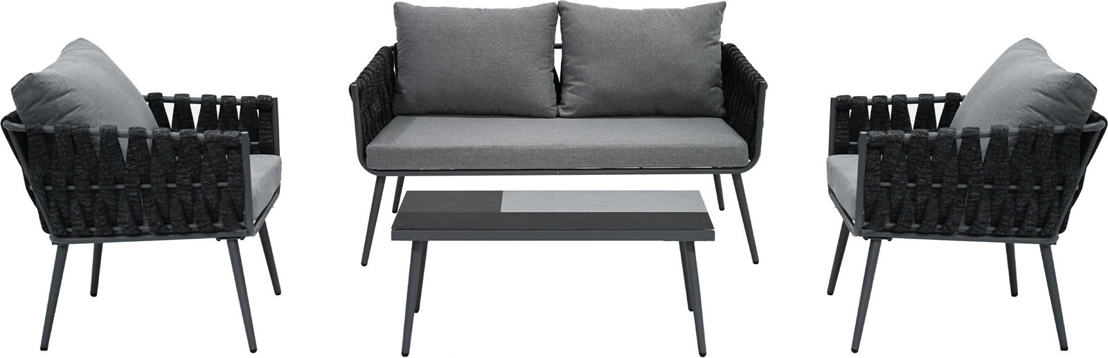 Autronic Záhradná súprava 1 + 3 Bellaro, kov, tvrdené sklo, sivá