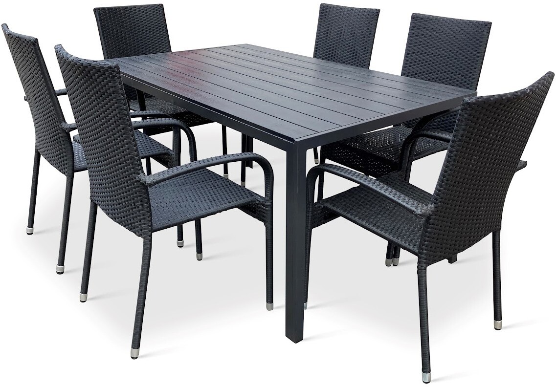 NOELA – Súprava záhradného nábytku, ratanový VIKING L, 1 stôl + 6 stoličiek