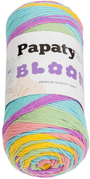BELLATEX Priadza Papatya Bloom 100 g, 06 žltá, fialová, tyrkysová