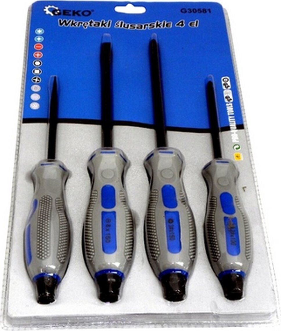 GEKO Sada skrutkovačov úderových, 4 ks, CrV, GEKO