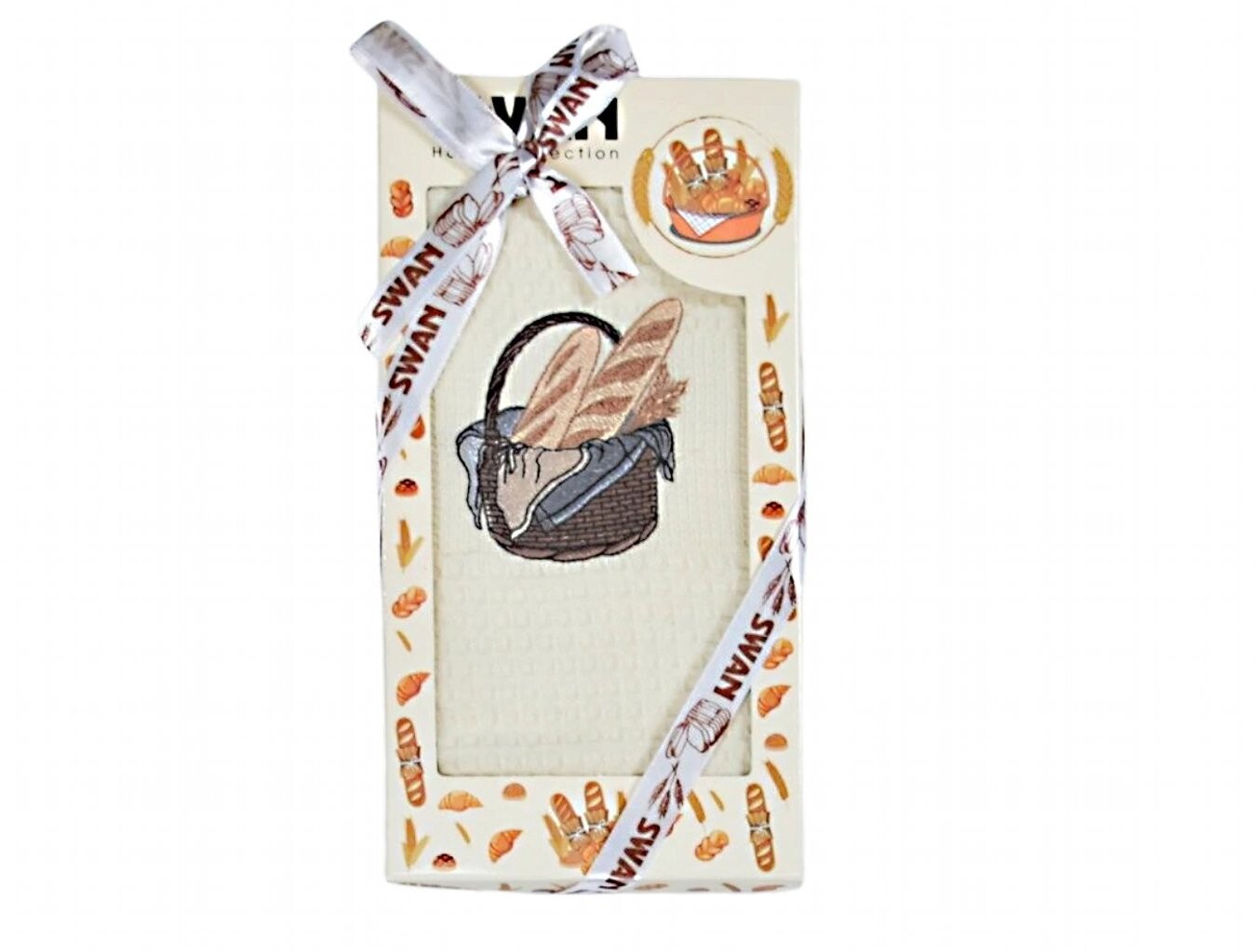 Praktik Dárkové balení utěrky SWAN Košík pečiva 50 × 70 cm, 1 ks