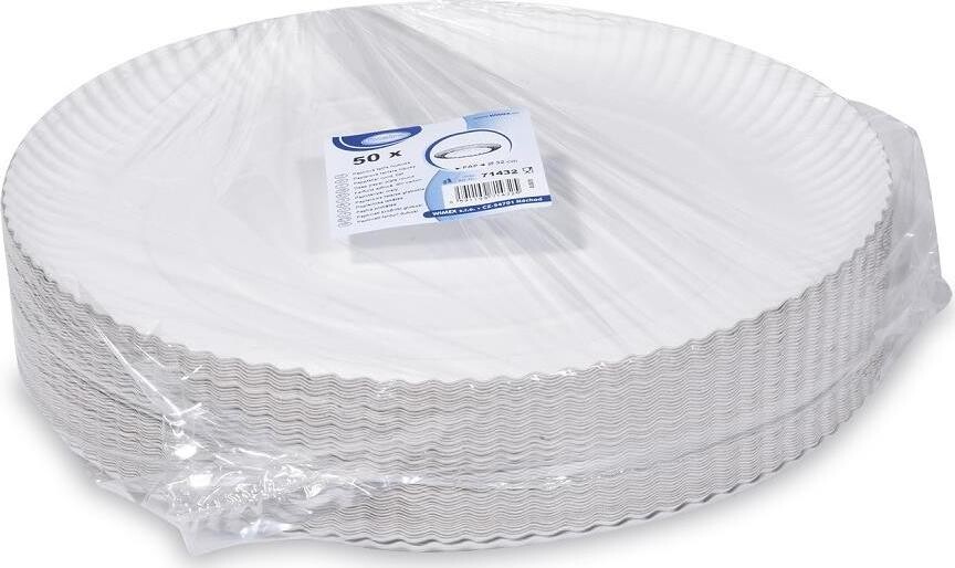 Wimex papírový talíř průměr 32 cm, hluboký, bílý - 50 ks