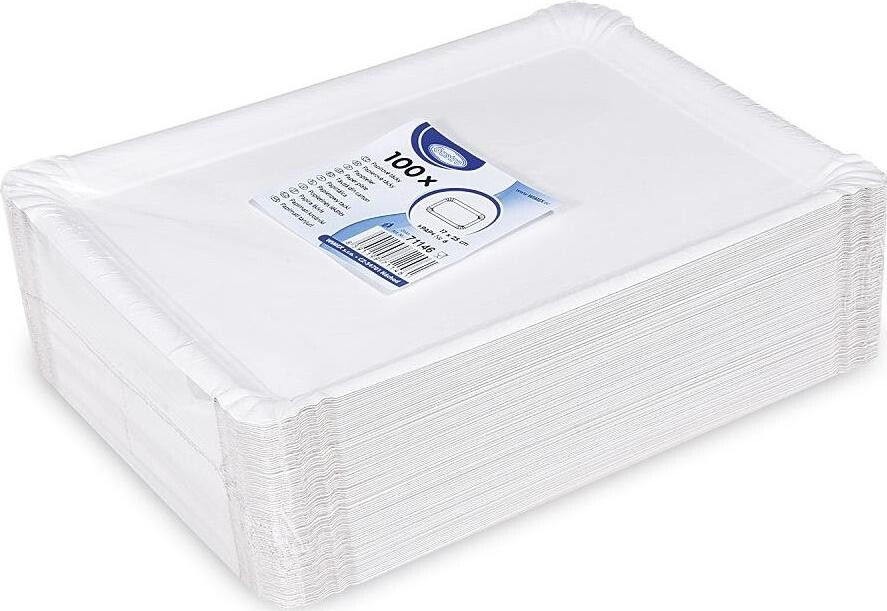 Wimex papírový tácek `6`, 19 × 27 cm, bílý - 100 ks