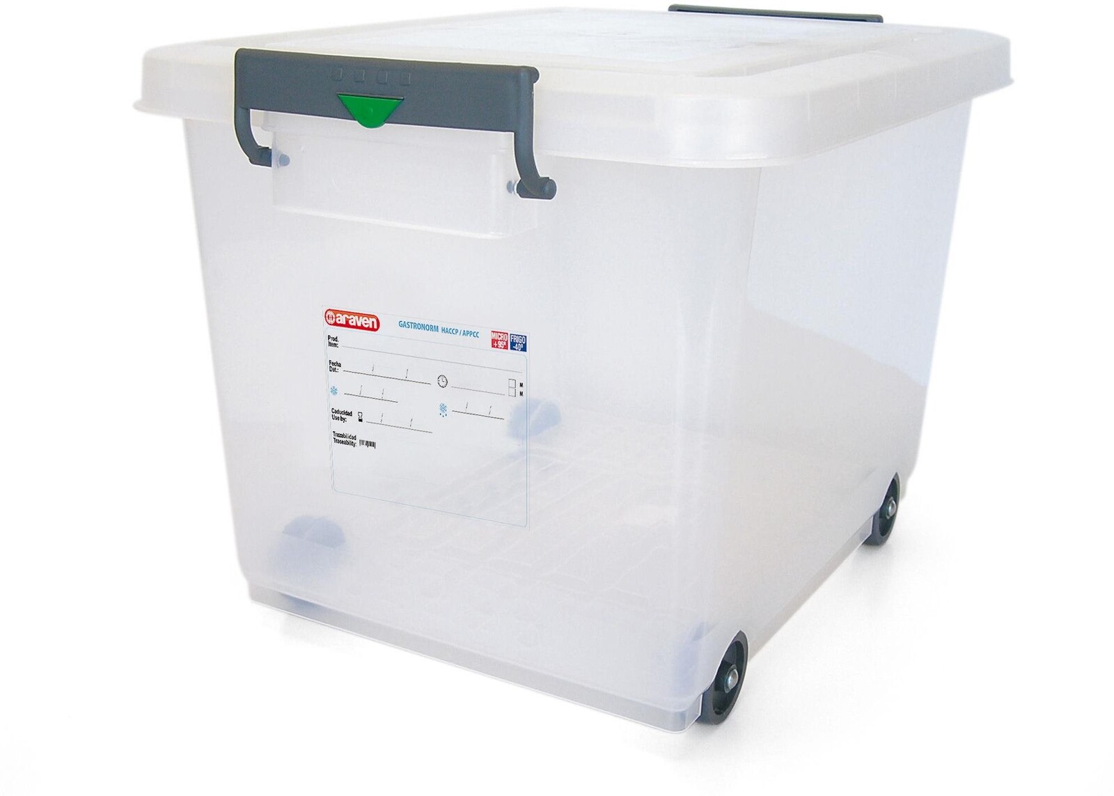 ARAVEN rolovací box s kolieskami 60 l, transparent