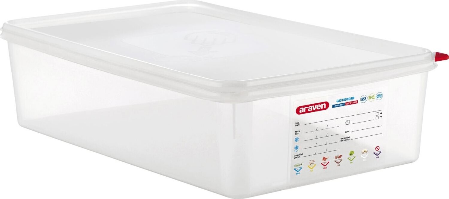 Araven Gastronádoba s vekom GN 1/1, PP, hĺbka 100 mm, objem 13,7 l, hermetické