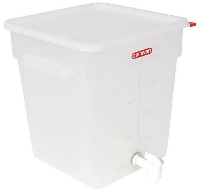 ARAVEN zásobník na tekutiny s výpustom 18 l, priehľadný