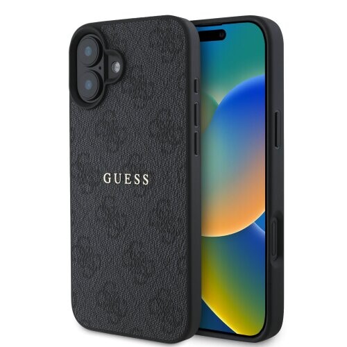 Guess PU 4G Classic Logo MagSafe Zadní Kryt pro iPhone 16 Plus Black