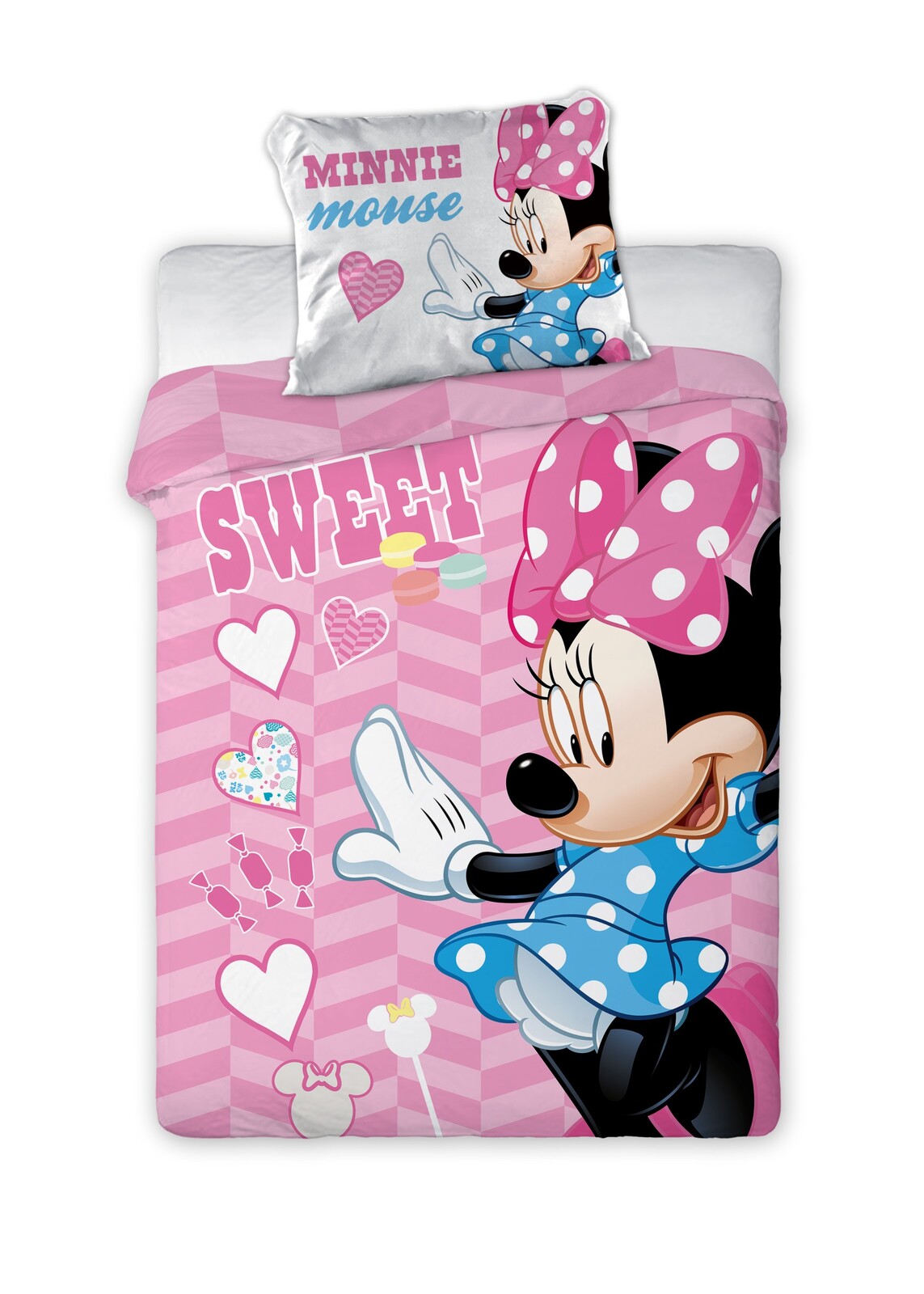 Dětské bavlněné povlečení Nook Minnie Mouse 100x135 cm + 40x60 cm růžové