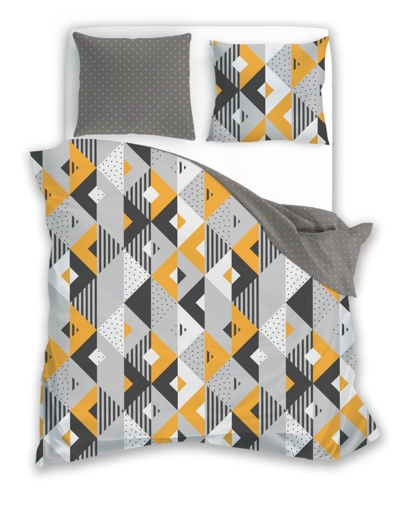 Flanelové povlečení Pure Flannel 007 220x200 cm + 2x 70x80 cm šedé/žluté