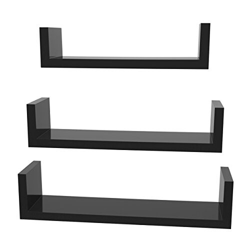 Nástenné poličky Amora čierne - 3 kusy