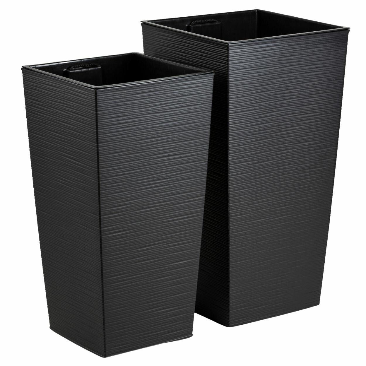 Sada 2 ks květináčů Porto Riflo 75x39,6/67,7x35 cm černá
