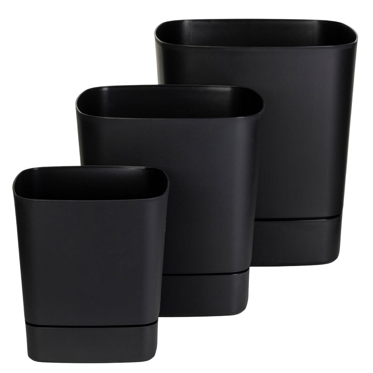 Sada 3 ks květináčů Cubi 16x16/19x19/25x25 cm černá
