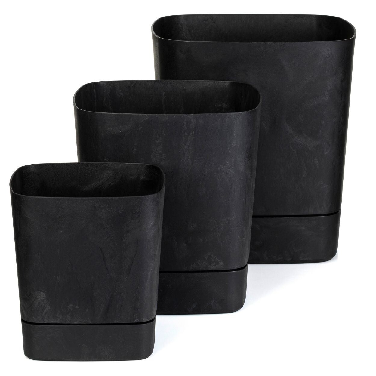 Sada 3 ks květináčů Cubi 16x16/19x19/25x25 cm černý beton