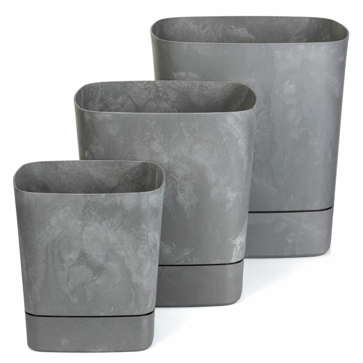 Sada 3 ks květináčů Cubi 16x16/19x19/25x25 cm šedý beton